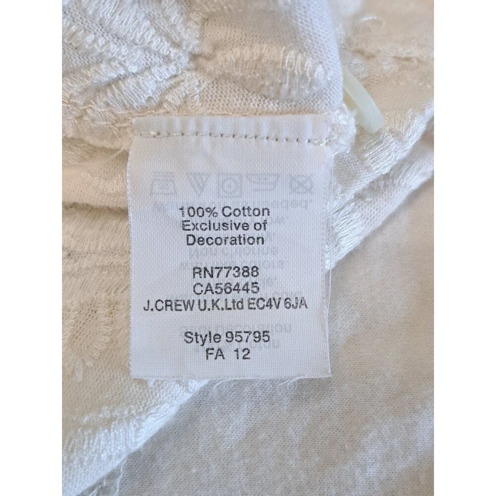 J Crew Top Ivory Textured Embroidered Jacquard Women's Size Small